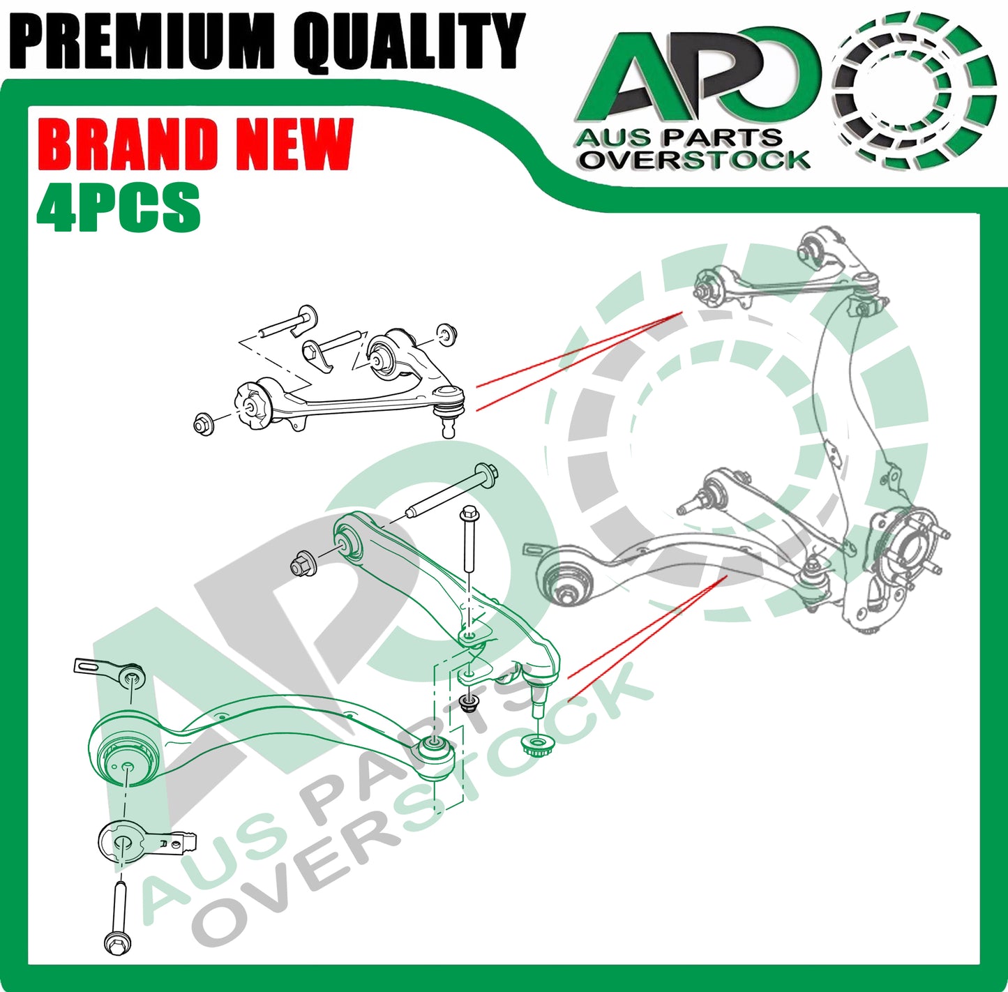 4PCS Front Lower Right Left Control Arms for LAND ROVER RANGE ROVER Velar L560