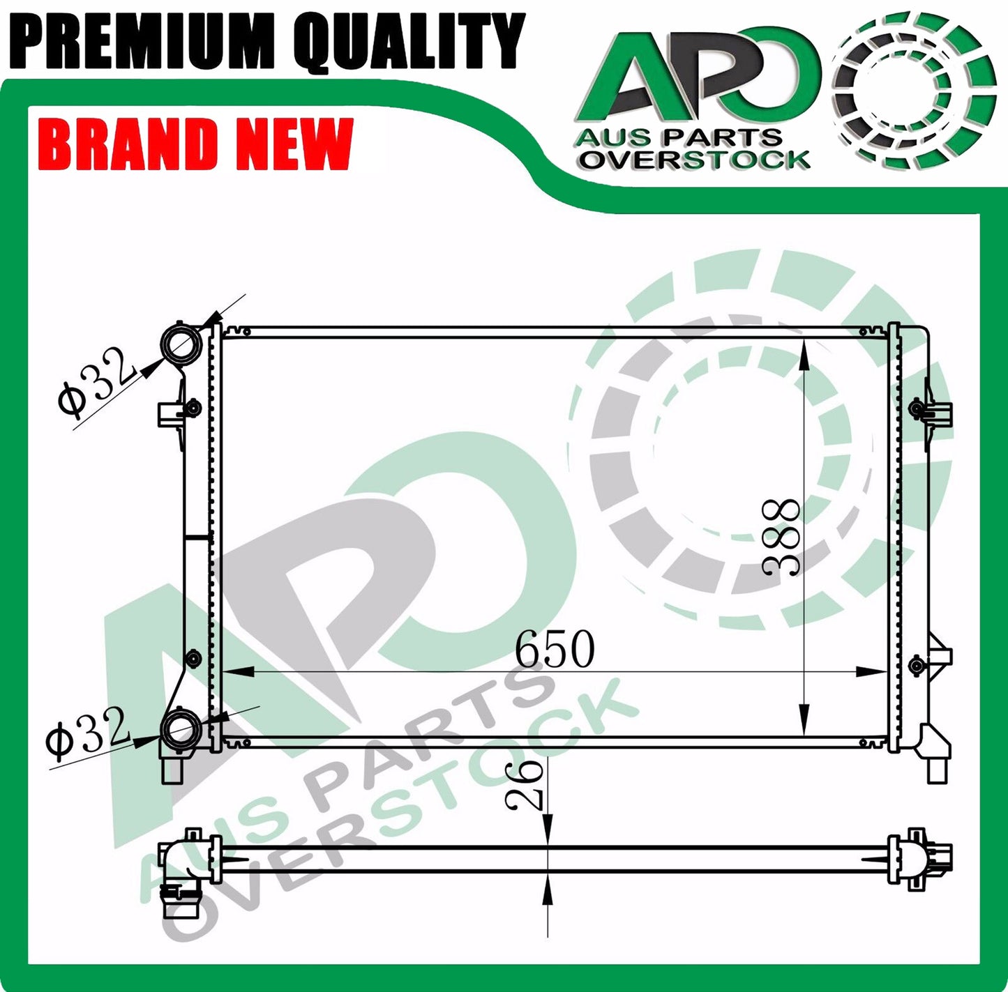 Radiator VOLKSWAGEN CADDY 2K 2C 1.4 1.6L 2.0L Petrol 2.0L Diesel 2004-On