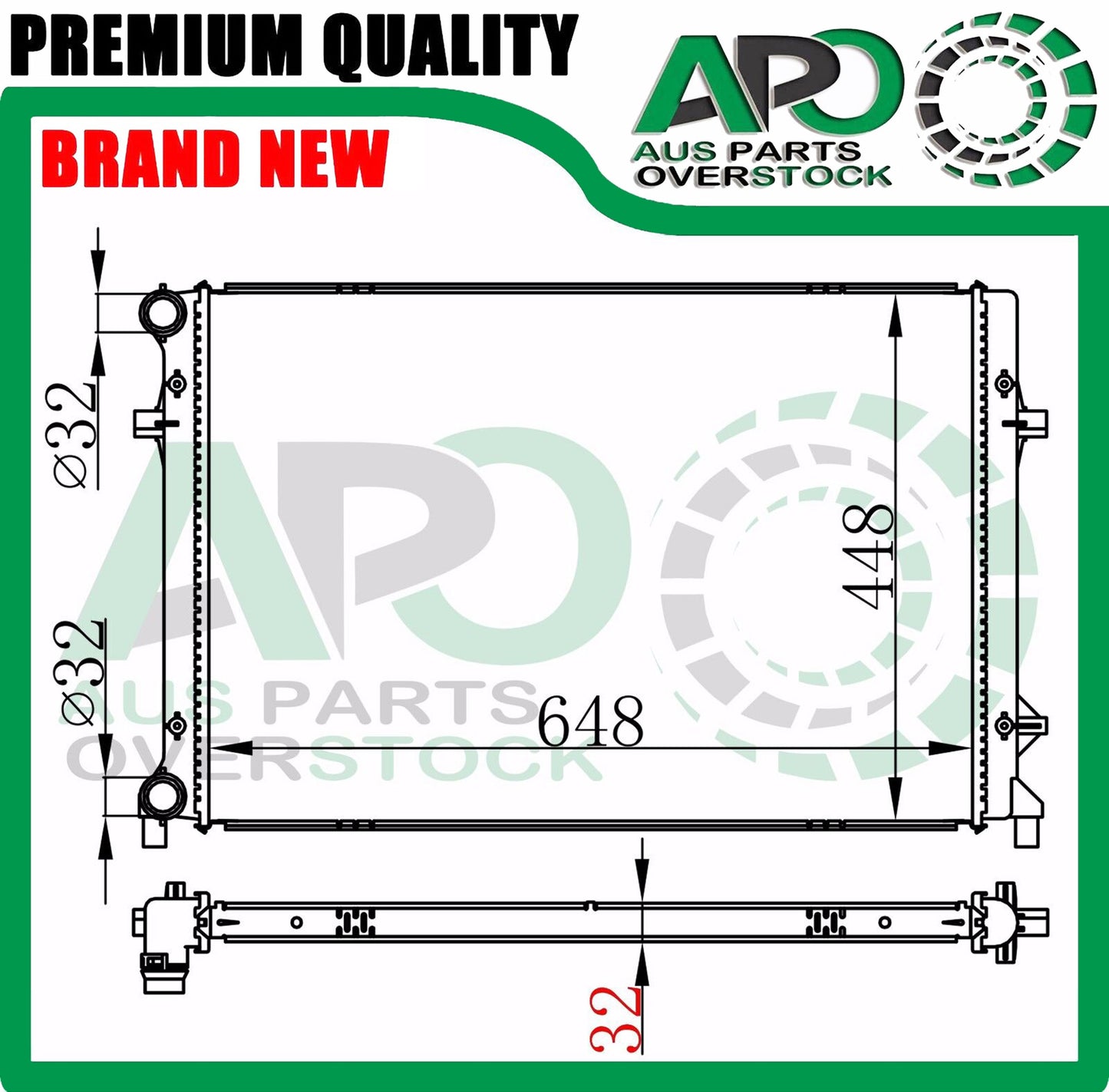 Radiator VOLKSWAGEN GOLF V 1K R32 3.2FSI Auto Manual 9/2004-On