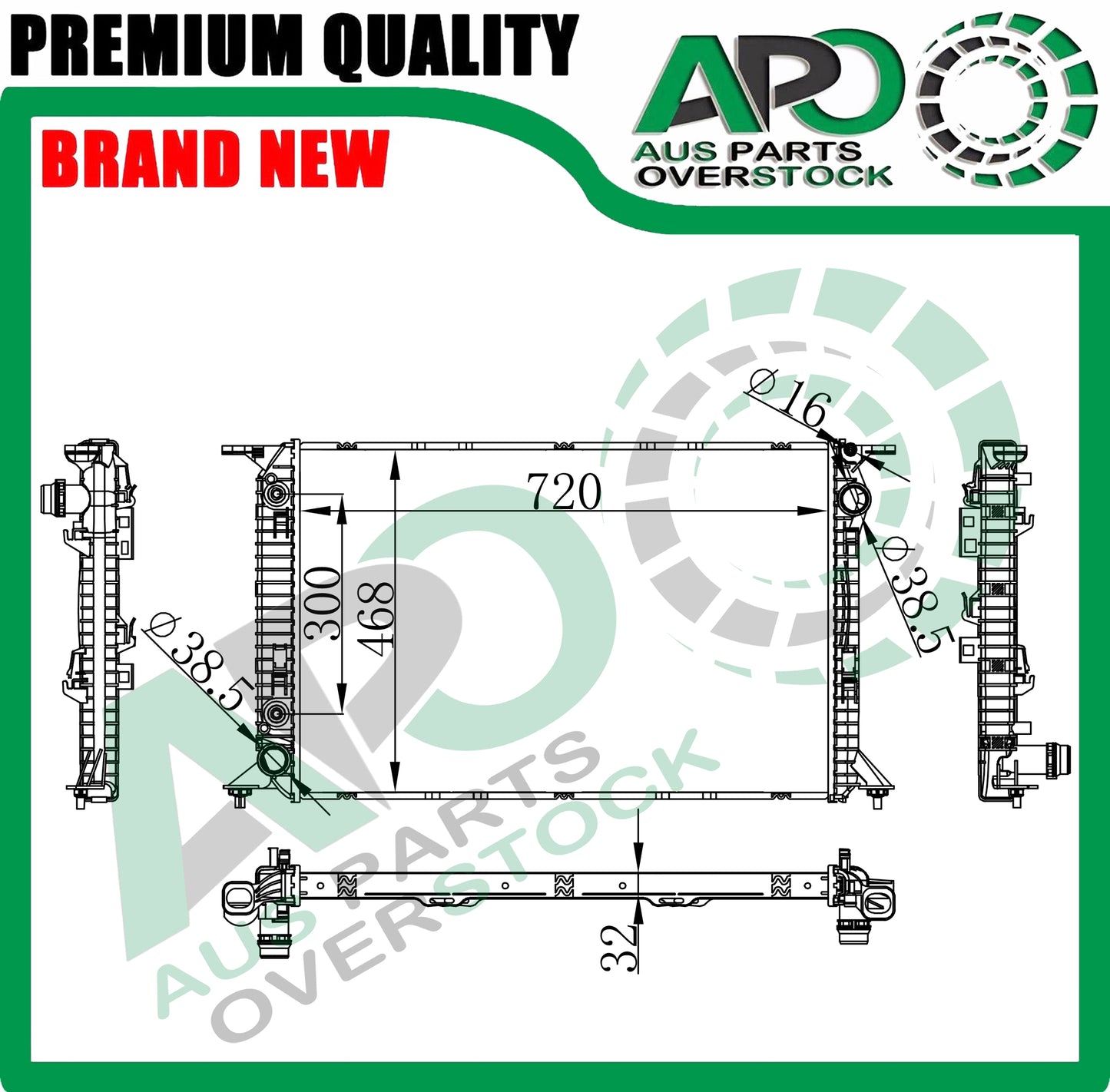 Radiator For AUDI S5 8T3 4.2FSI Petrol Auto 6/2007-2/2012