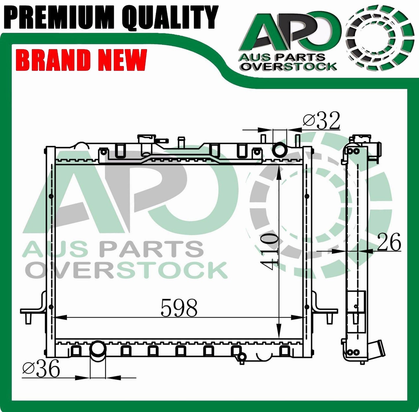 Radiator for Great Wall V200 K2 2.0L Turbo Diesel 4x4 2WD 2011-On