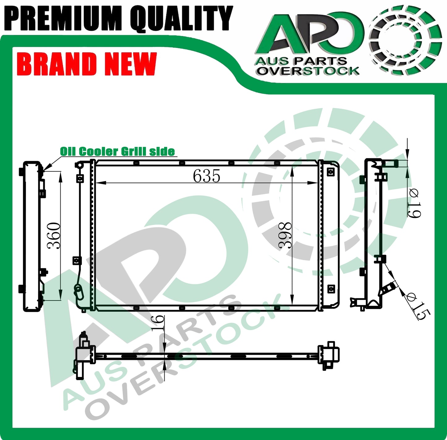 AUX Radiator For KIA NIRO DE 1.6L Hybrid Petrol 9/2016-8/2022