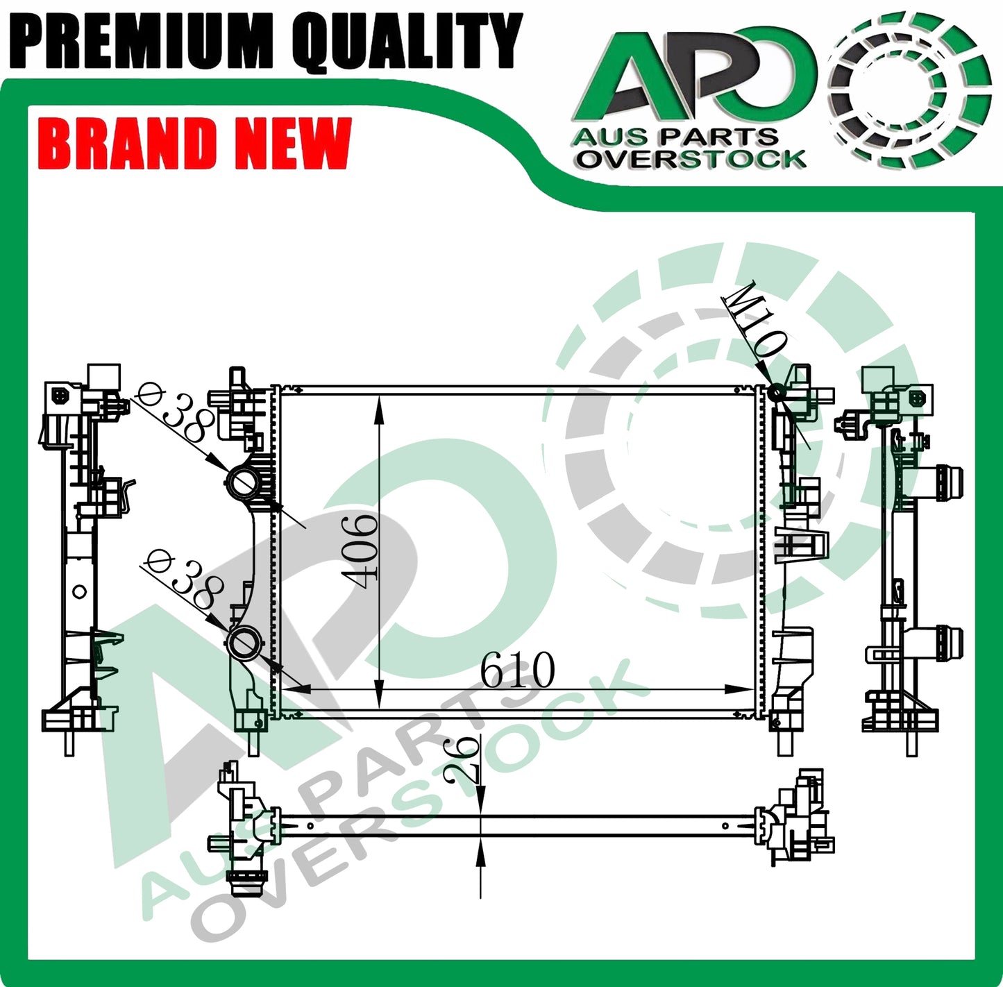 Radiator JEEP COMPASS M6 2.4L Petrol / 2.0T Diesel Auto Manual 2017-On