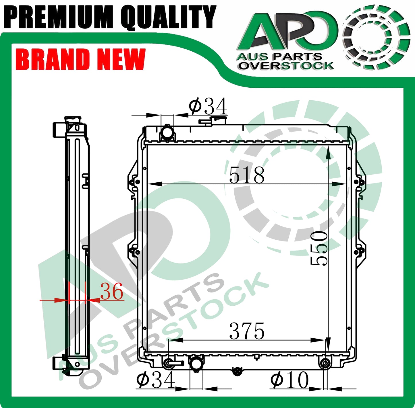 Radiator fits for TOYOTA HILUX 4x4 KZN165R 3.0L Diesel / VZN167 V6 3.4L Petrol