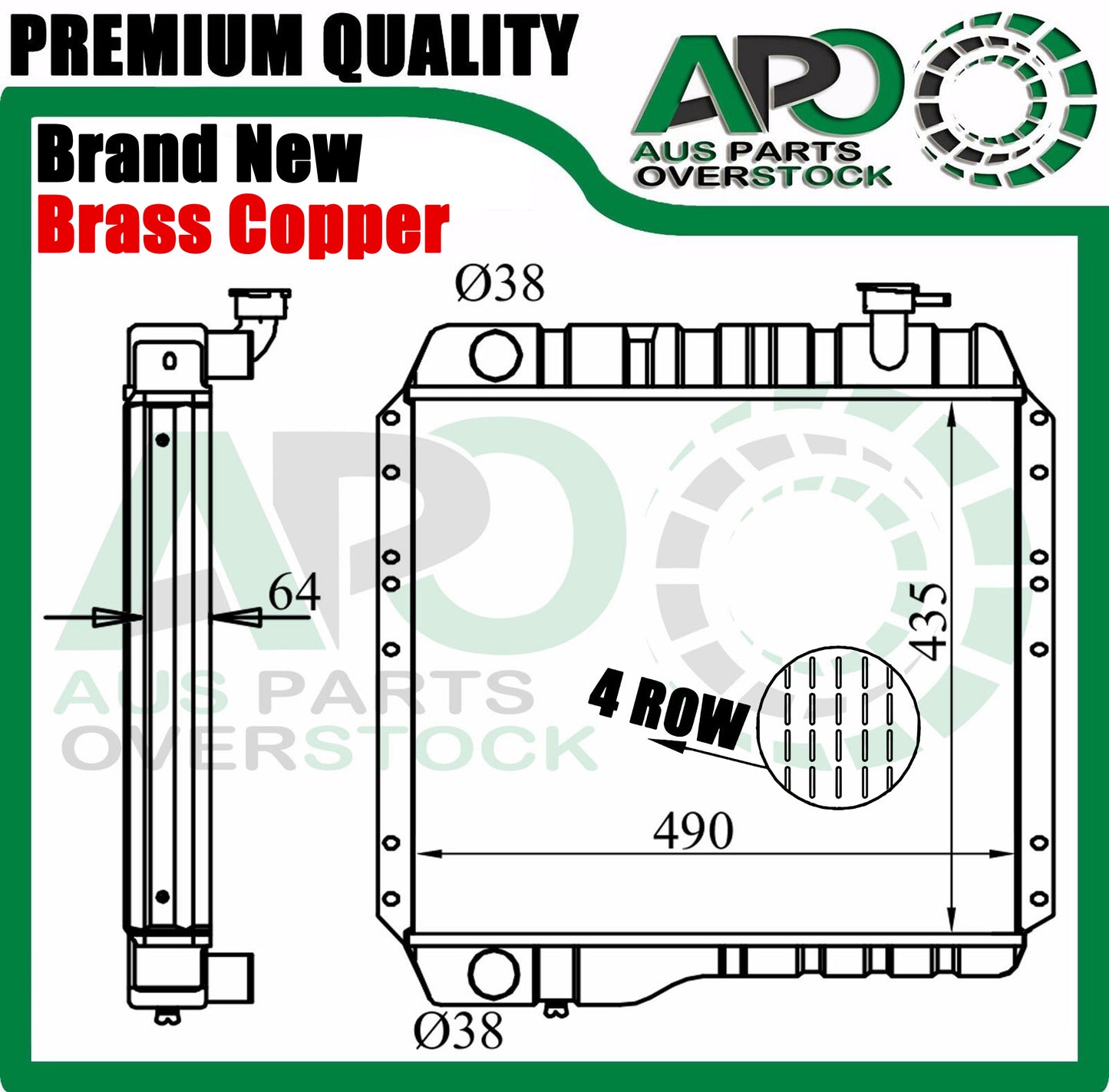 4 Row Copper Radiator For TOYOTA Landcruiser 40 Series BJ40 BJ42 3.4L Diesel