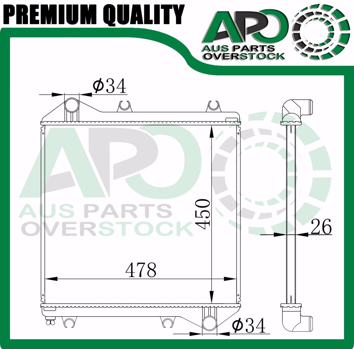 Sub Auxillary Radiator For Hiace Super Custom KZH100G 1KZ-TE 96-04 450mm Core