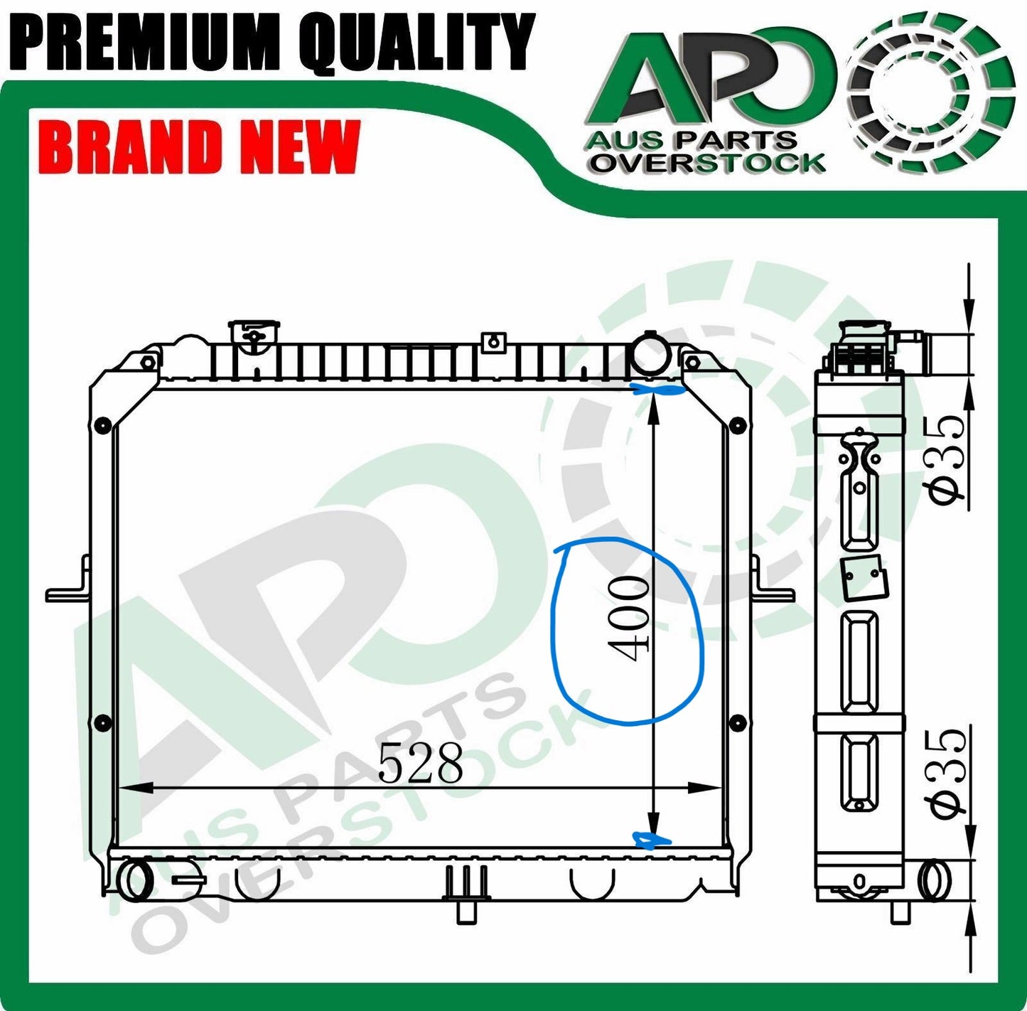 Radiator For KIA PREGIO K2700 2.7L Diesel 2002-2006 400mm Height Core