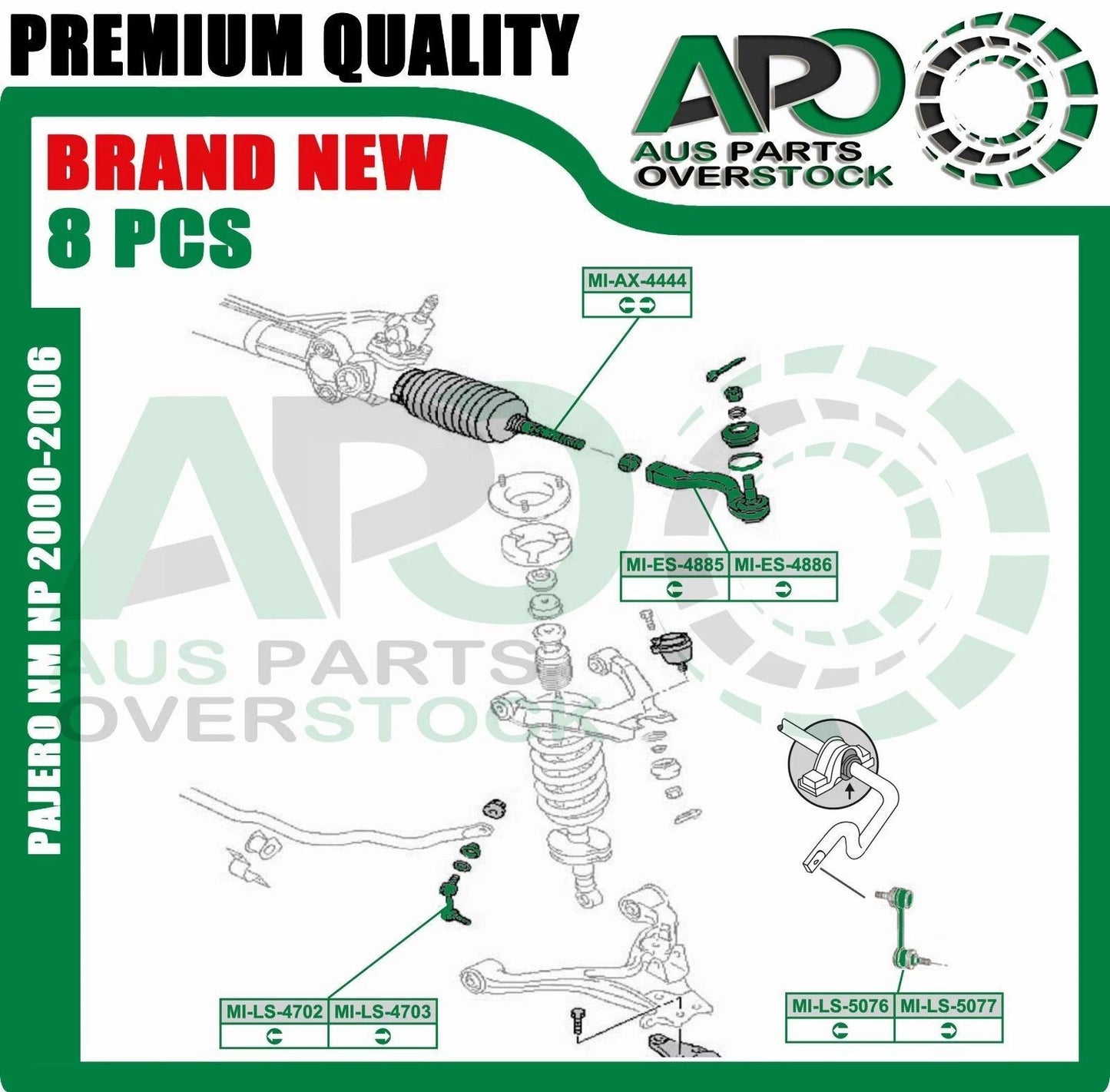 Inner & Outer Tie Rod End Sway Bar Link For MISTUBISHI PAJERO NM NP 2000-2006