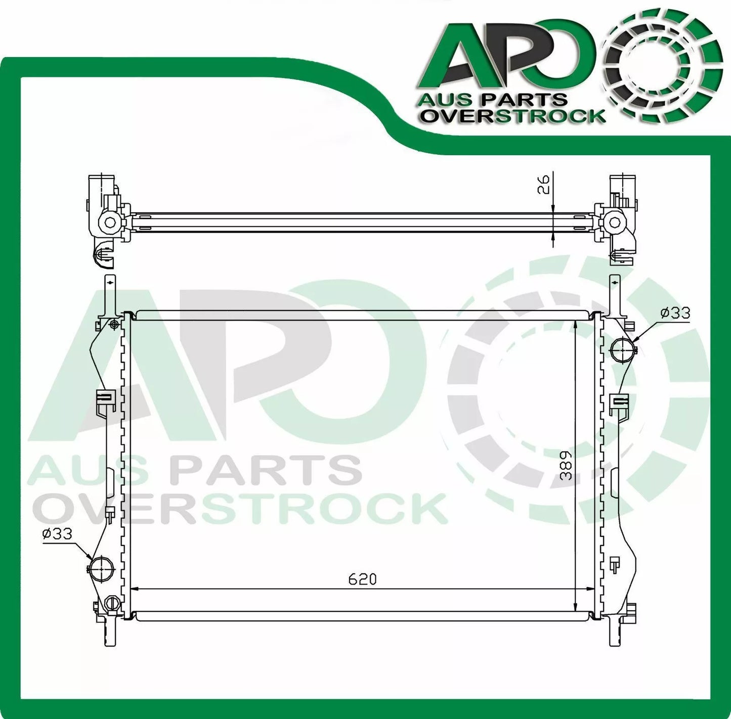 Radiator Ford VH / VJ Transit 2.4L 00 - 06 Auto & Manual 620mm