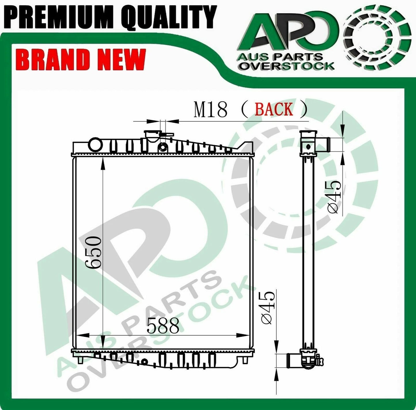 Radiator For NISSAN UD TRUCK KC MK 1999-On *650mm hose on grill side