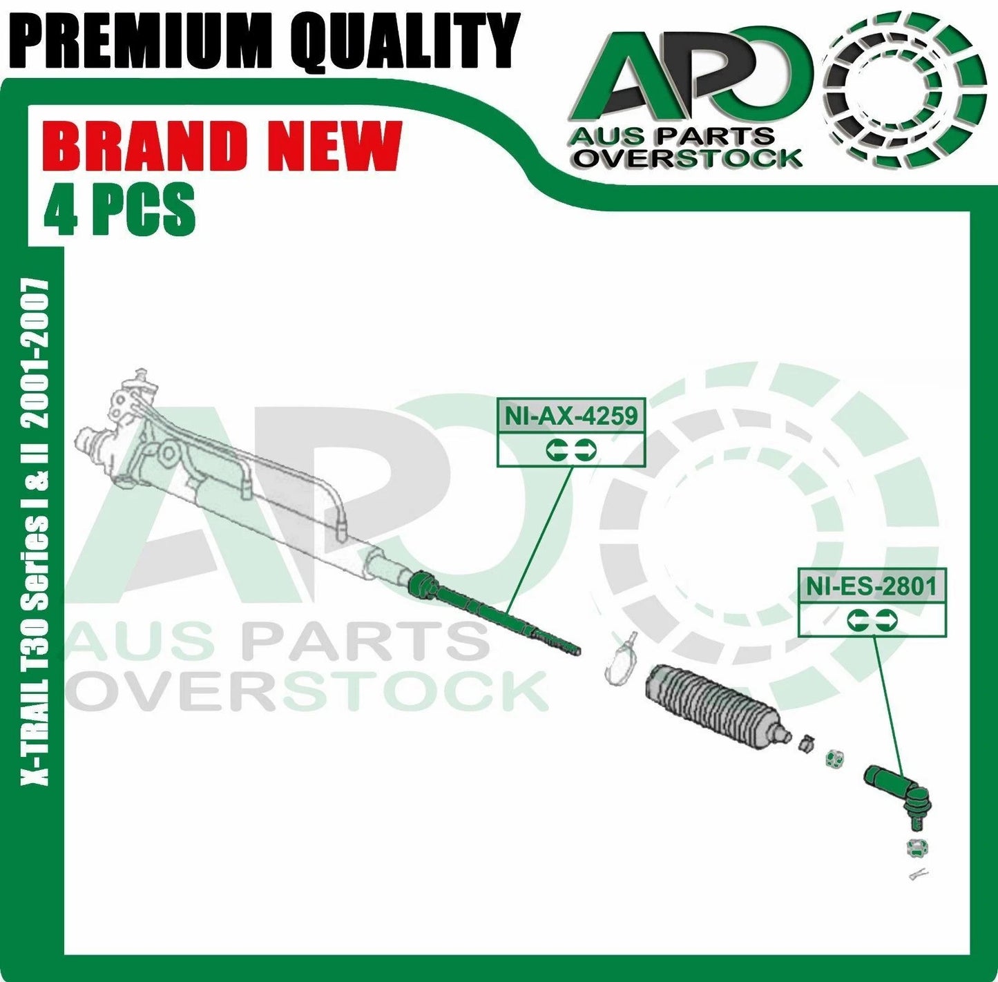 Inner & Outter Tie Rod End Kit Compatible with NISSAN X-TRAIL T30 2001-2007