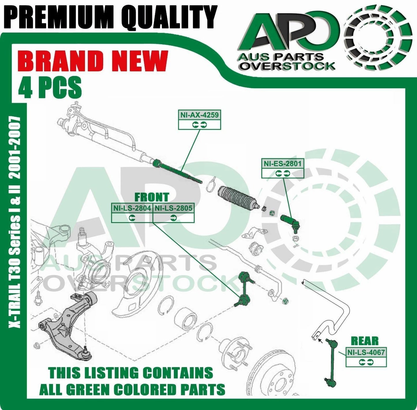 Inner & Outter Tie Rod End Sway Bar Link Kit For NISSAN X-TRAIL T30 2001-2007