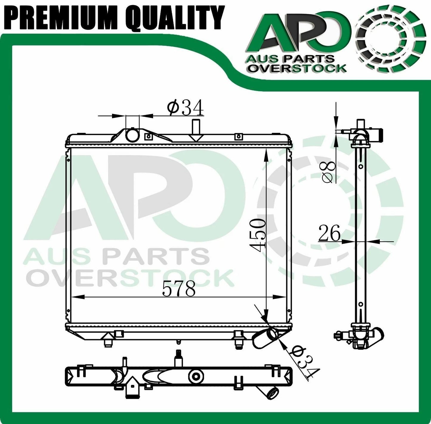 Radiator For MERCEDES VAN MB100 MB140D PETROL 1999-2004 *45CM HEIGHT