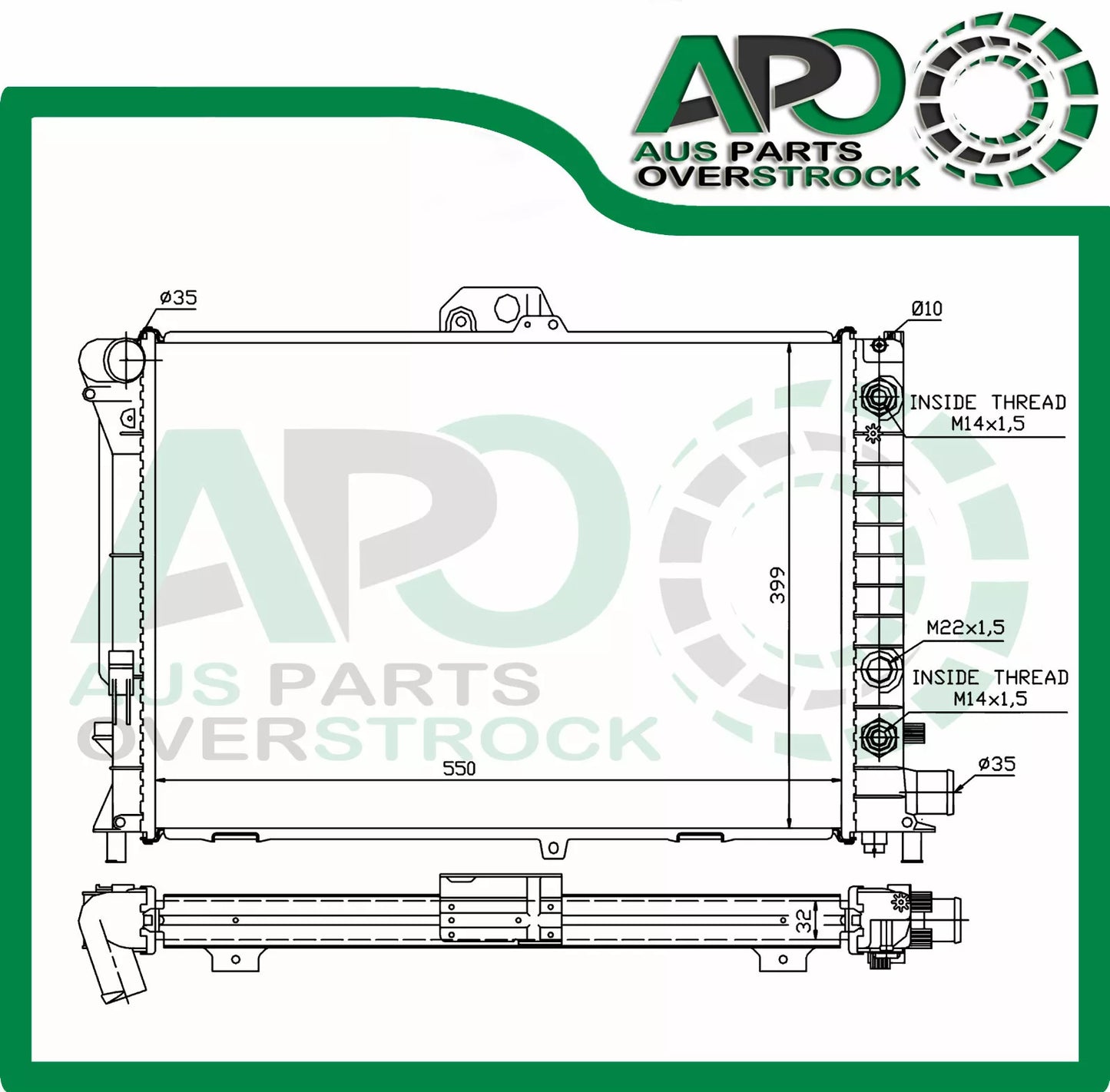 Radiator For SAAB 9000 2.0L/ 2.0 Turbo 2.3L/2.3T Turbo 4Cyl 87-97 550mm
