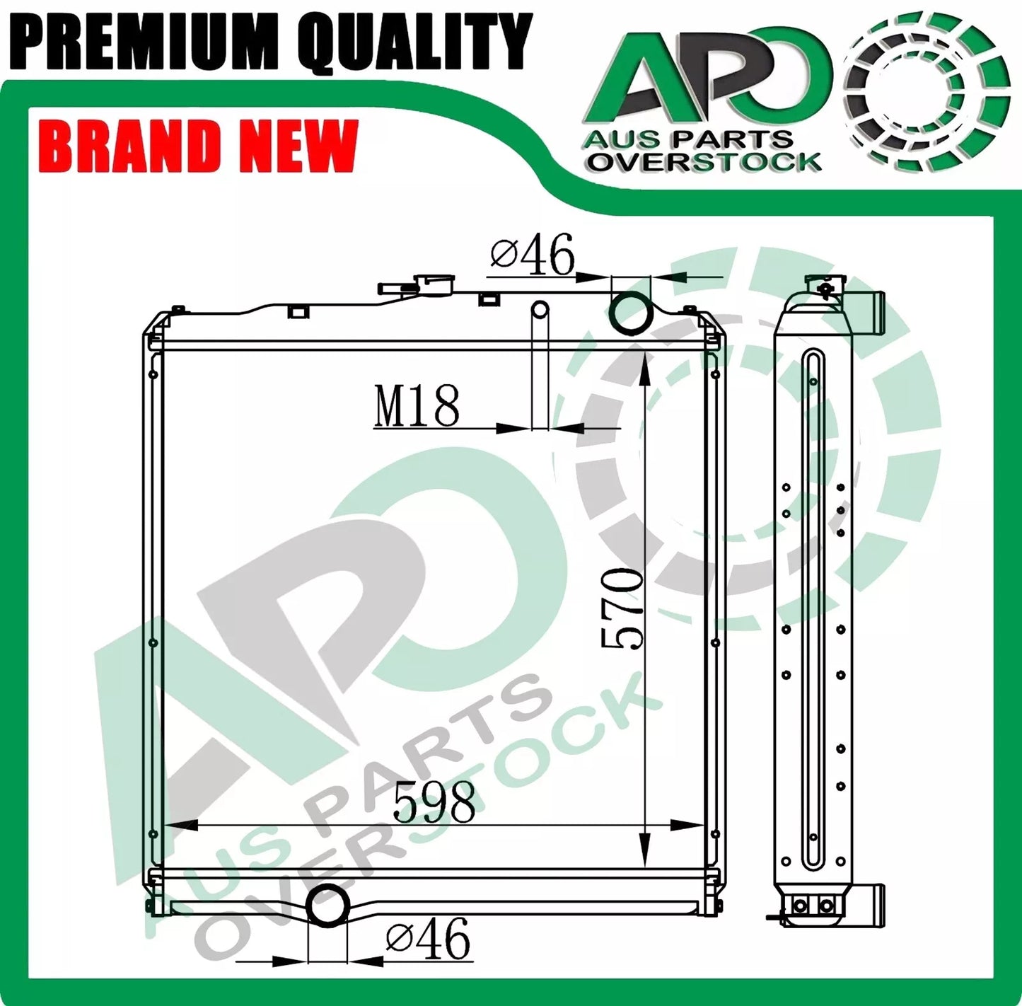Full Alloy Radiator For Mitsubishi Fuso FK FM / Fighter SN SM Core Height 570mm