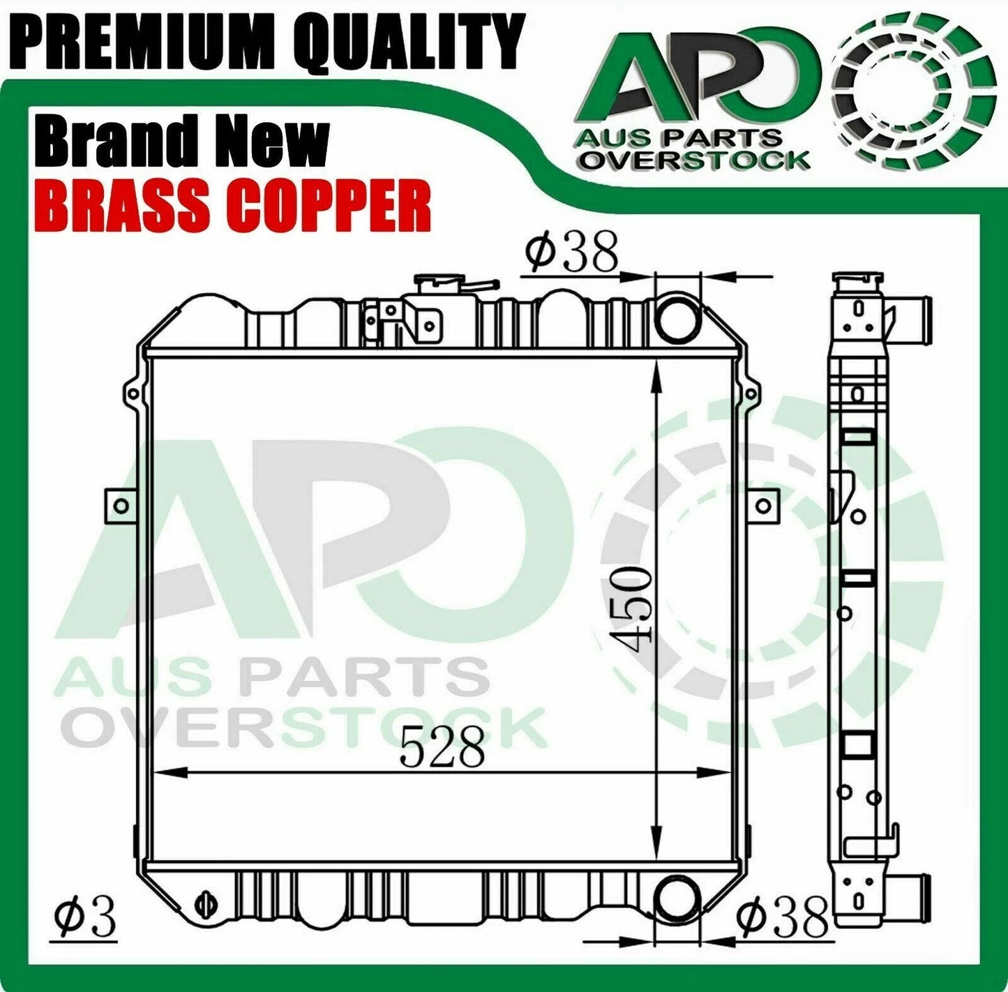 Copper Brass Radiator For DAIHATSU DELTA V57 V58 Lower hose on driver side
