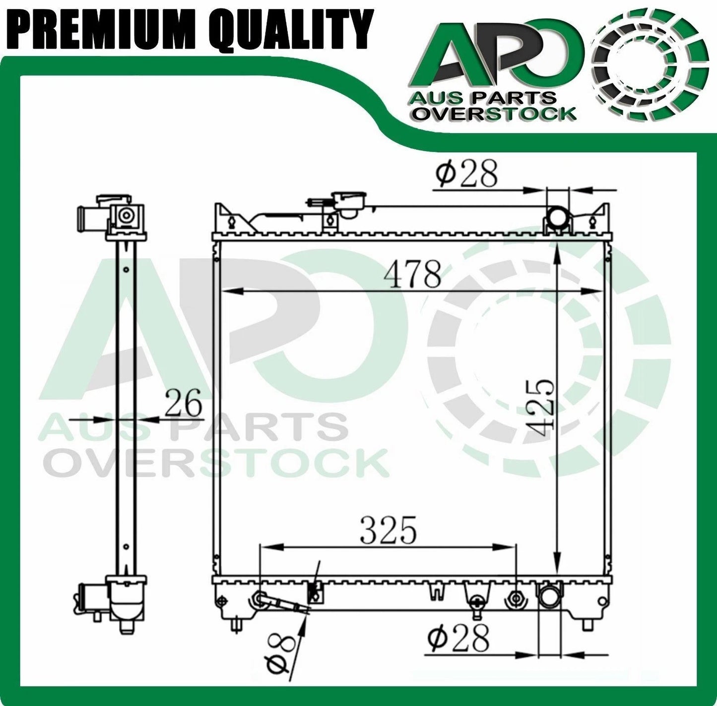 Radiator SUZUKI Vitara TA01 1.6L 1988-12/1998 Auto Manual (Cocre 425mm H)