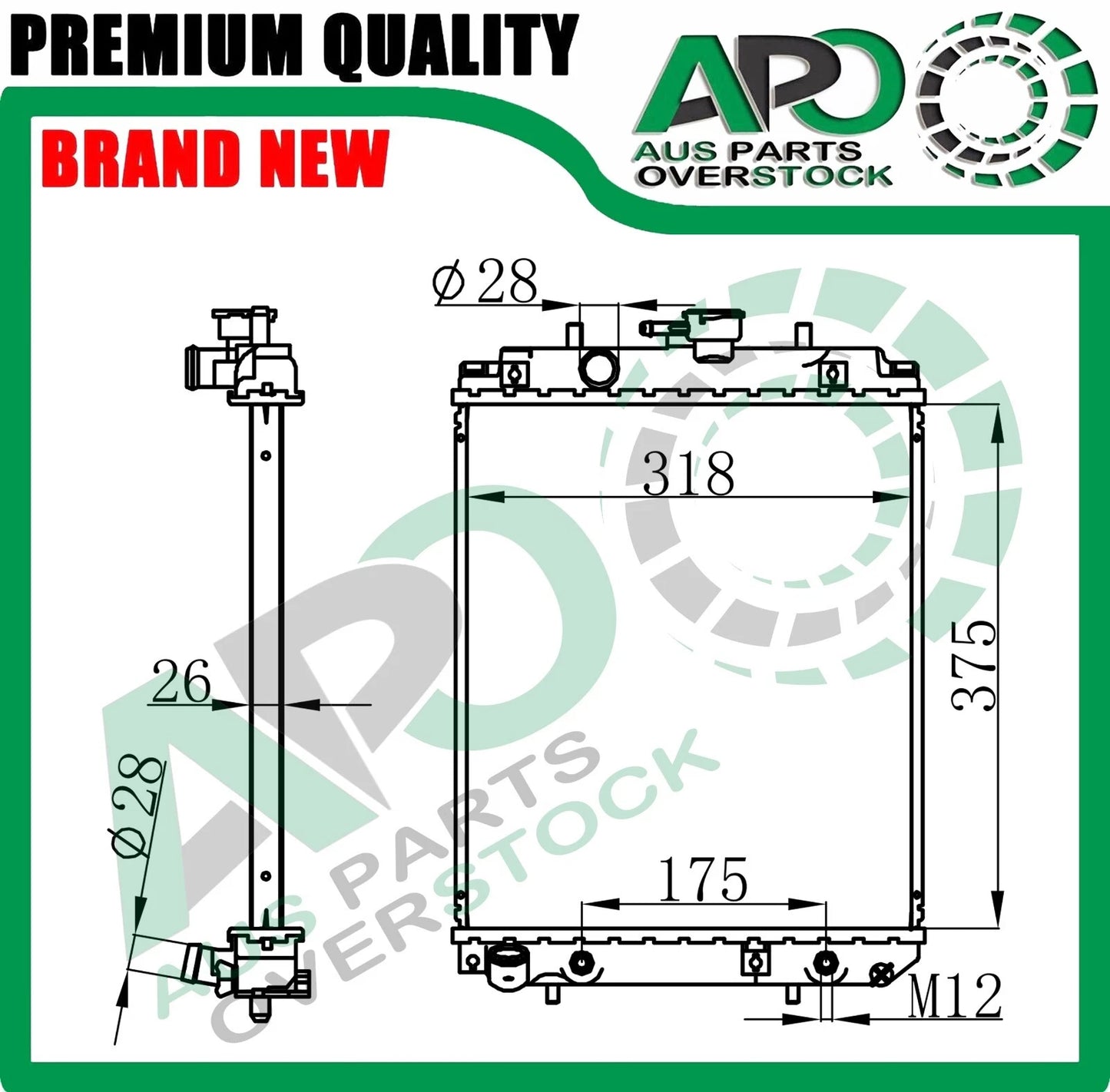 Radiator DAIHATSU SIRION 5DR M100/M101 4/98-8/04 AUTO&MANUAL