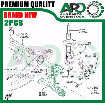 Front Lower Left & Right Control Arms With Ball Joints for MAZDA CX-9 TB 2007-2015