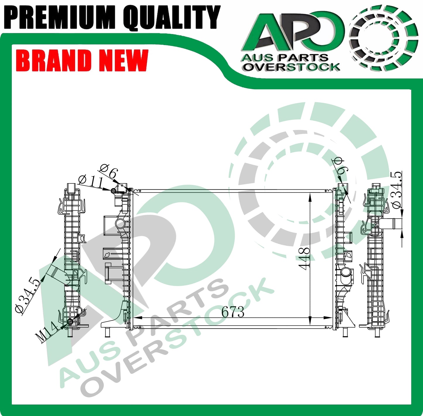 Radiator For FORD FOCUS SA 2.3L Turbo Petrol Auto Manual 2018-On