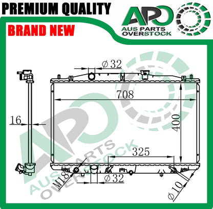 Radiator For HONDA ACCORD CM 4Dr 2.4L 4Cyl 11/2002-2/2008 Auto Manual