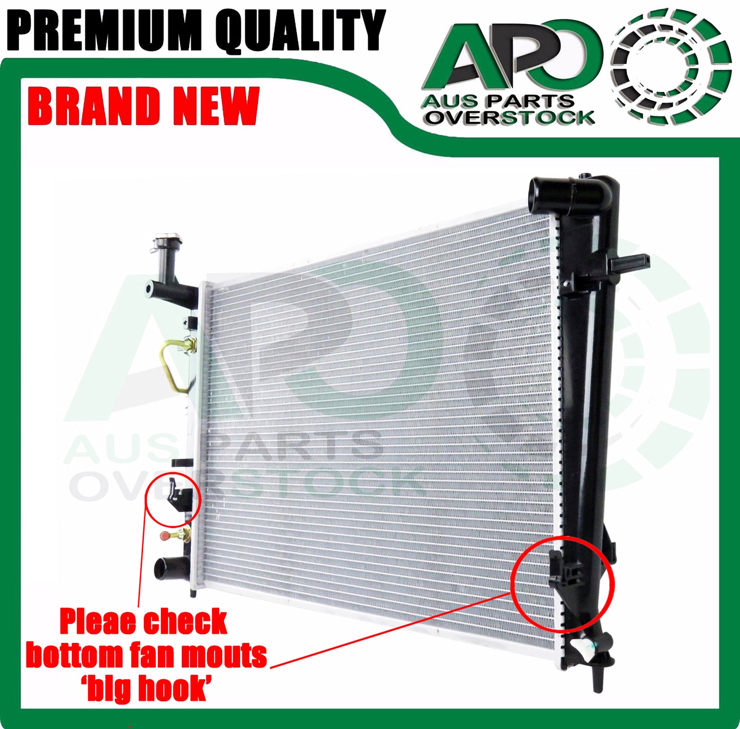 Radiator For KIA Sportage KM 2005-2010 Big Mounts Free Cap