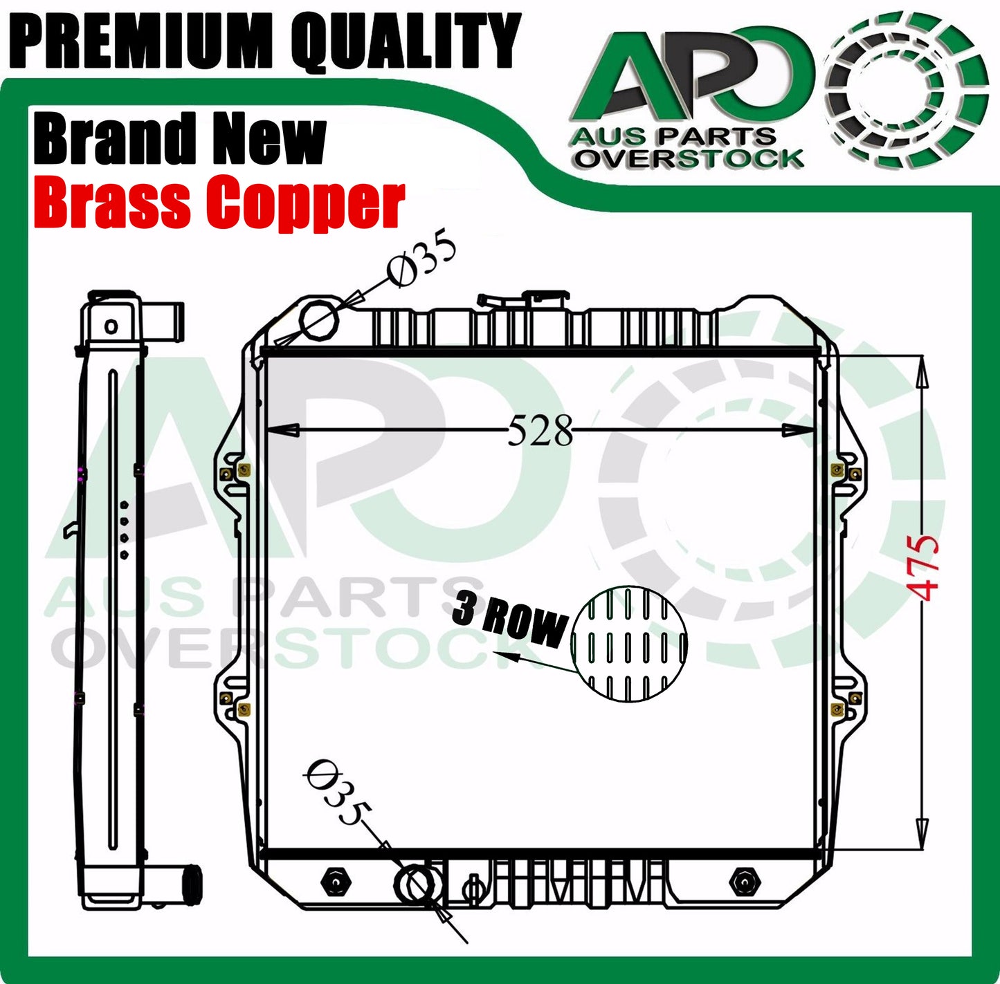 3ROW Copper Brass Radiator For TOYOTA HILUX LN147-172R (475 H) 3.0L Diesel 97-05