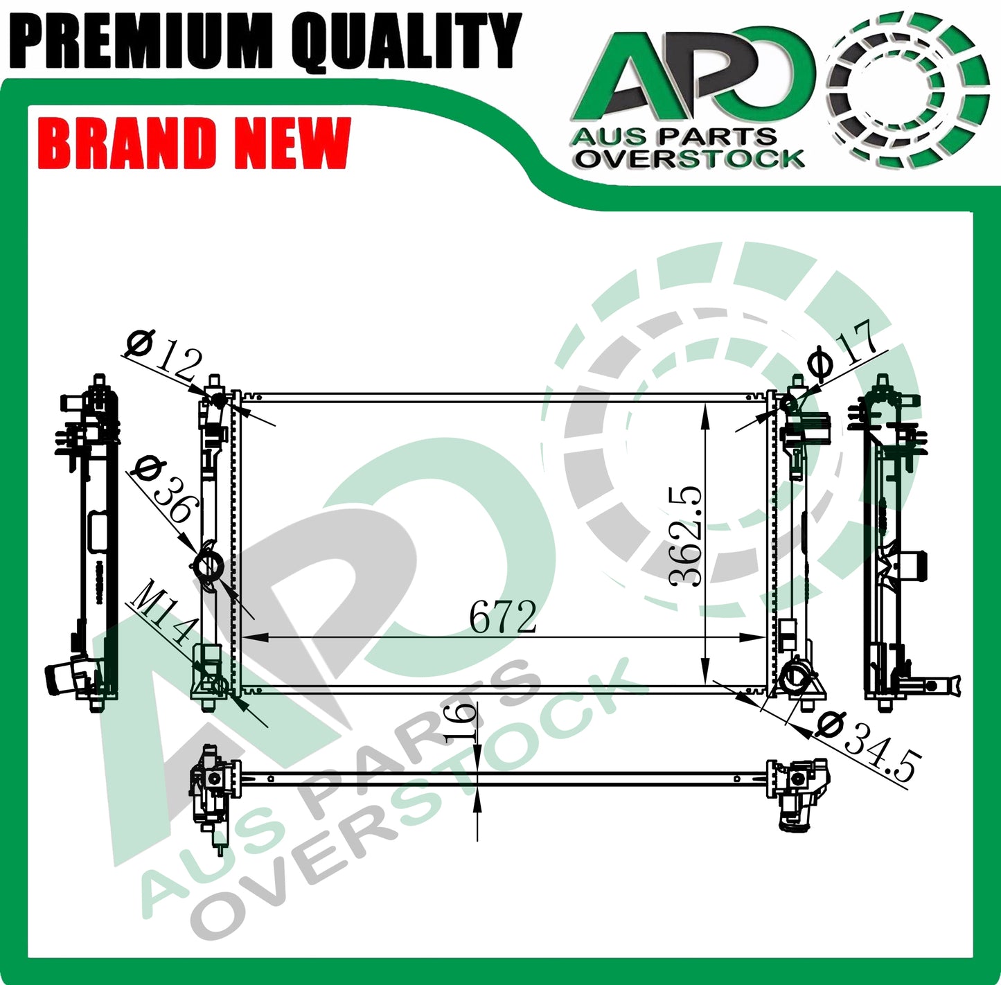 Radiator For LEXUS UX200 MZAA10R 2.0L Petrol Auto Manual 12/2018-On