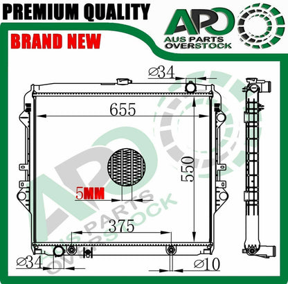 Radiator for TOYOTA HILUX TGN121 TGN110 2.7L Petrol Auto Manual 5/2015-On