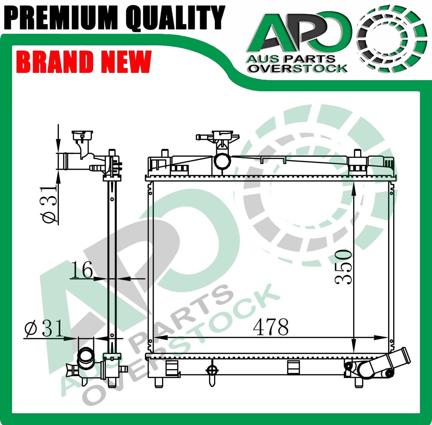 Radiator Fit TOYOTA RACTIS NCP120 1.3L 1.5L Petrol Auto Manual 2010-On