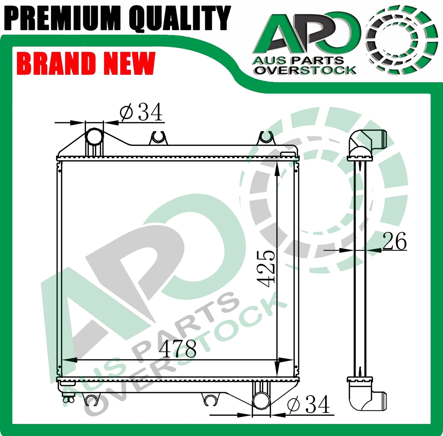 Sub Auxillary Radiator For Toyota Hiace Super Custom Diesel KZH100G 1KZ-TE 94-04