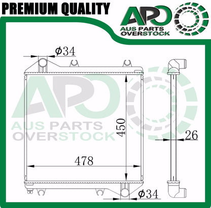 Sub Auxillary Radiator For Hiace Super Custom KZH100G 1KZ-TE 96-04 450mm Core