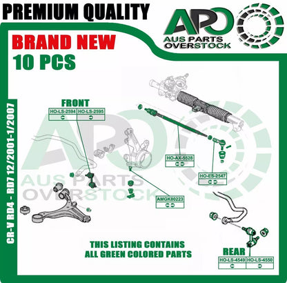 Lower Ball Joint Tie Rod End Sway Bar Link Kit 10 PCS For HONDA CR-V RD4 RD7 02