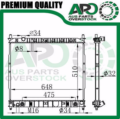 Radiator SSANGYONG REXTON 2.7L Turbo Diesel Auto Manual 2002-On
