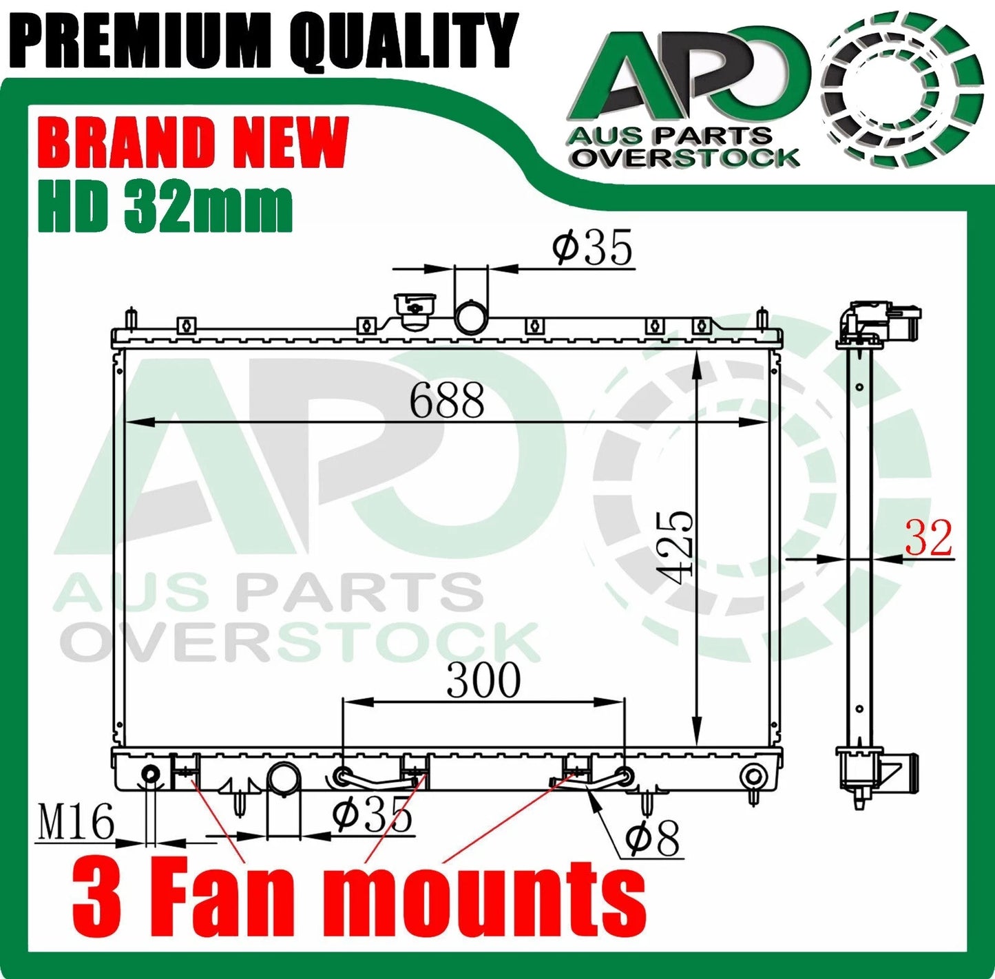 Heavy Duty Radiator for Mitsubishi OUTLANDER ZE ZF 2002-2006 Auto Manual