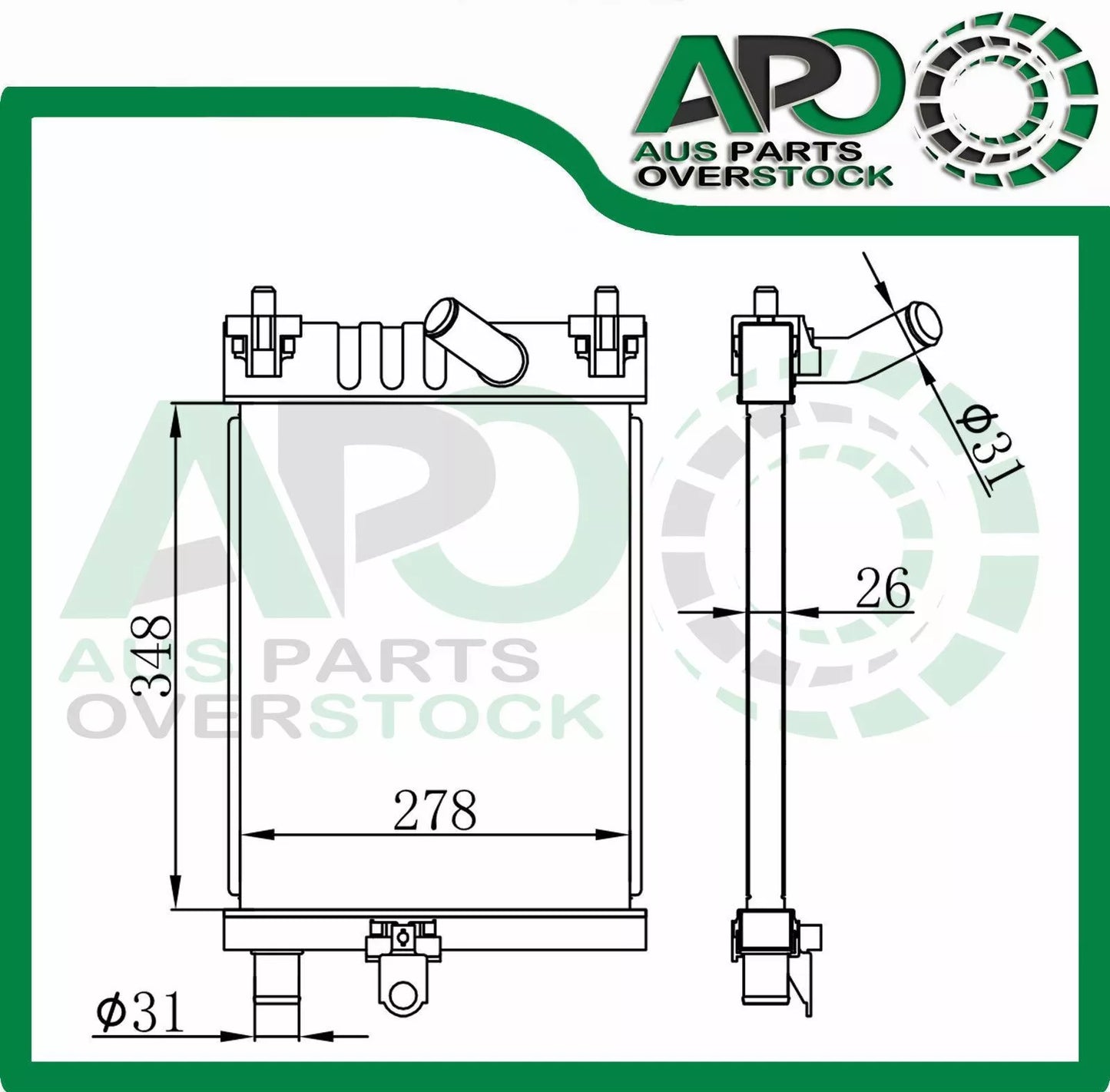 Auxiliary Radiator For TOYOTA Hiace Turbo Diesel KHD 2005-on