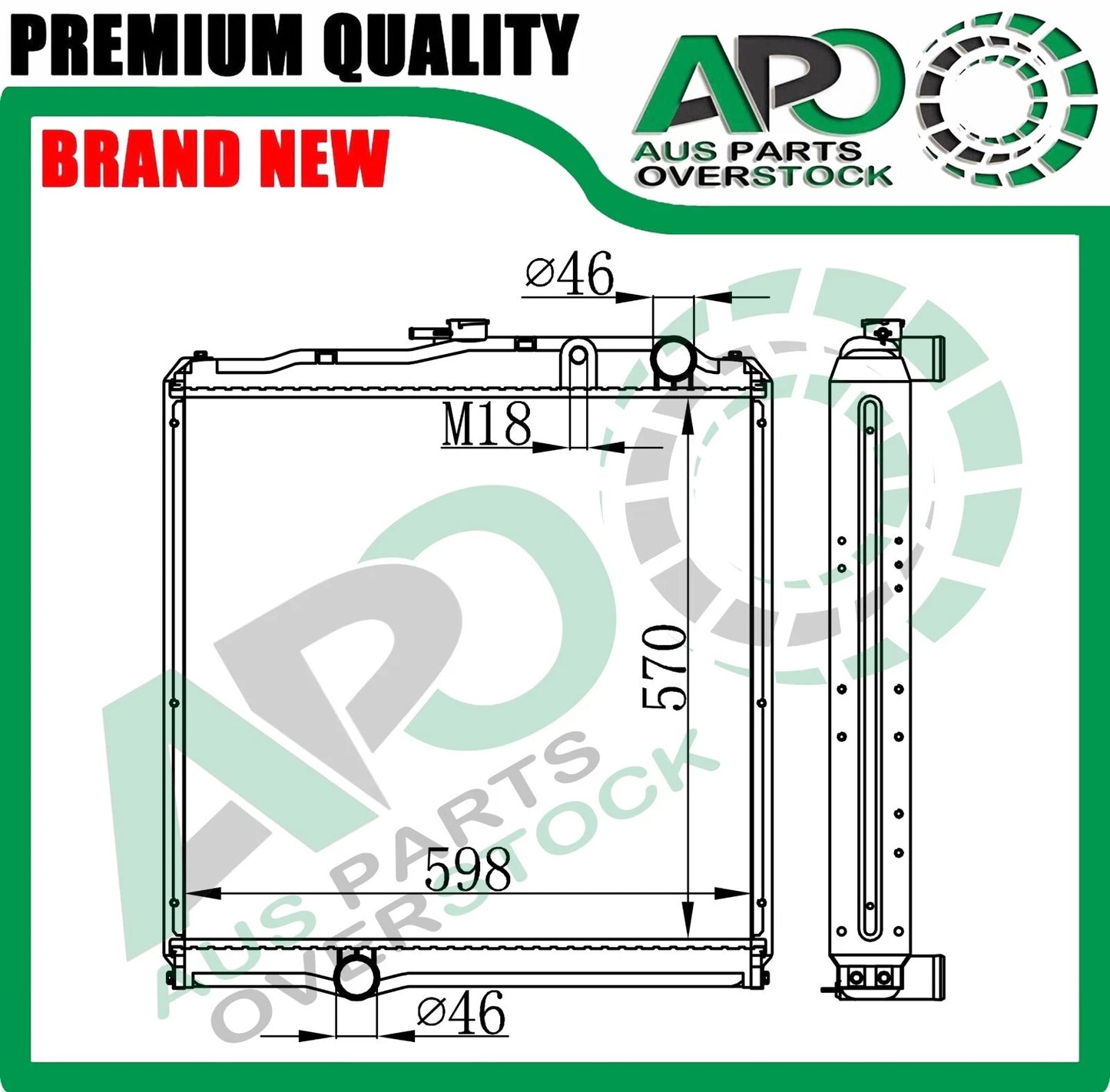 Radiator For Mitsubishi Fuso FK FM / Fighter SN SM Core Height 570mm