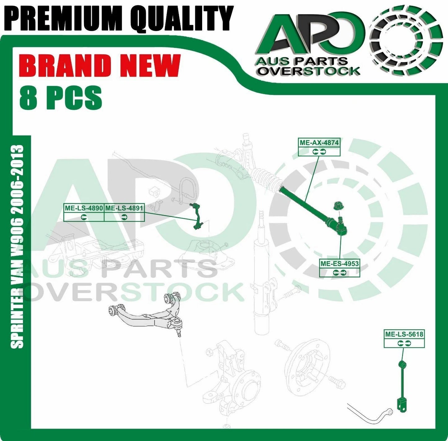 Inner & Outer Tie Rod End Sway Bar Link Kit For Mercedes Sprinter Van W906 2006-