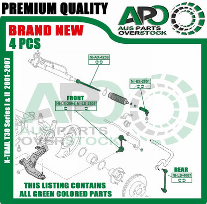 Inner & Outter Tie Rod End Sway Bar Link Kit For NISSAN X-TRAIL T30 2001-2007