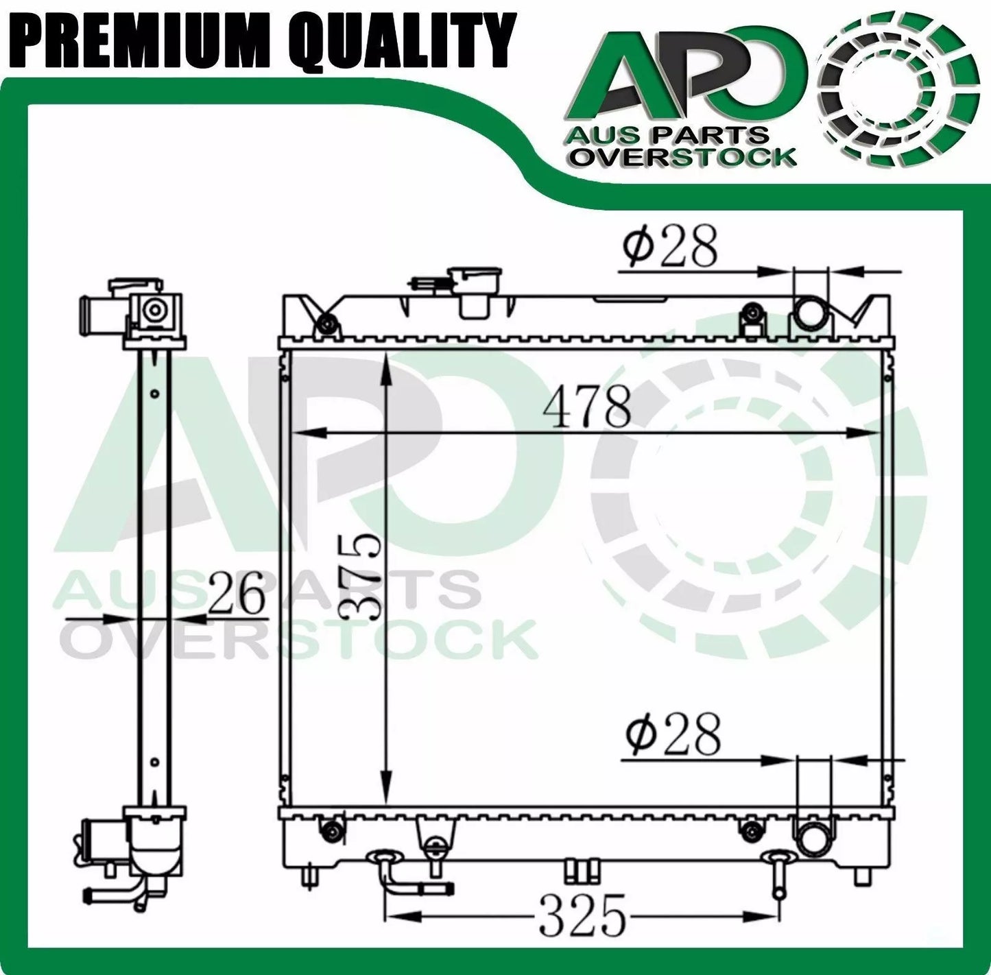 Radiator SUZUKI Vitara TA01 1.6L 1988-12/1998 Auto Manual (374 H)