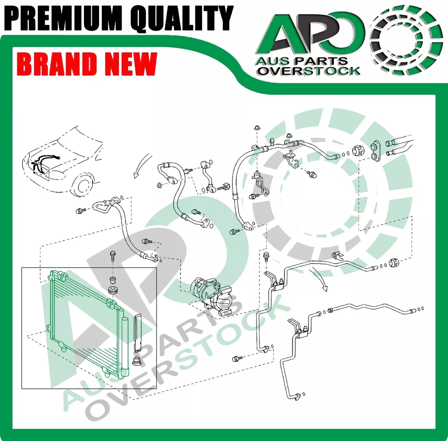 Air Condenser for TOYOTA Corolla ZZE122R 2001-2007 Pads same Side Hatch