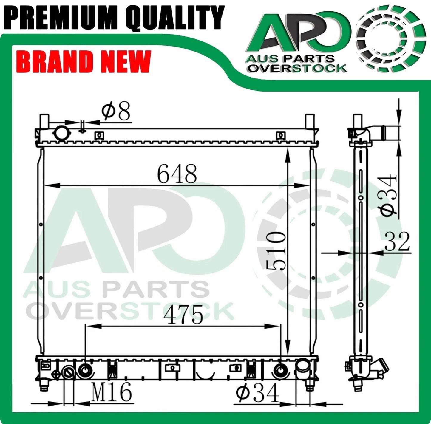 Radiator SSANGYONG REXTON 2.9L TD Turbo Diesel Auto Manual 2002-On