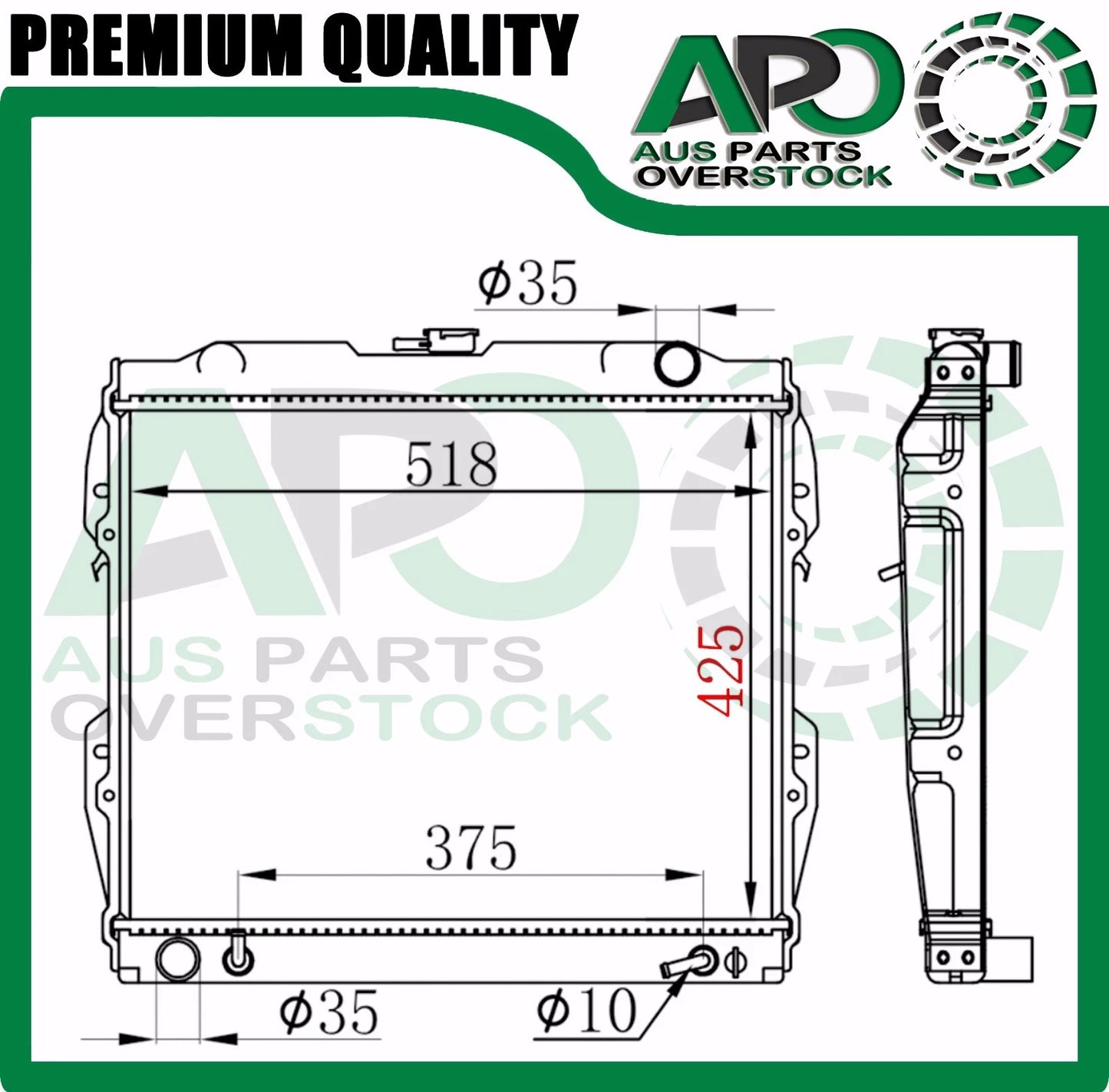 Radiator For Toyota Hilux 1983-1997 RN85 YN85 4Cyl Petrol 425mm H