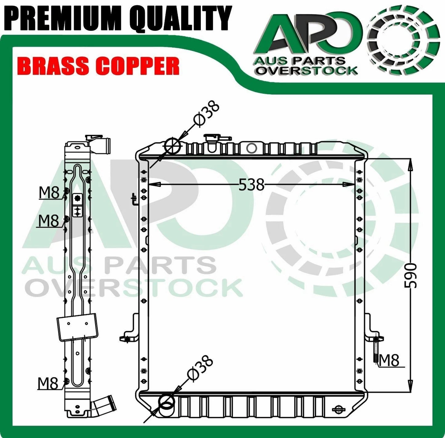3Row Copper Radiator For Isuzu NPR400 NPR300 NQR300 1999-07 590mm Core Height