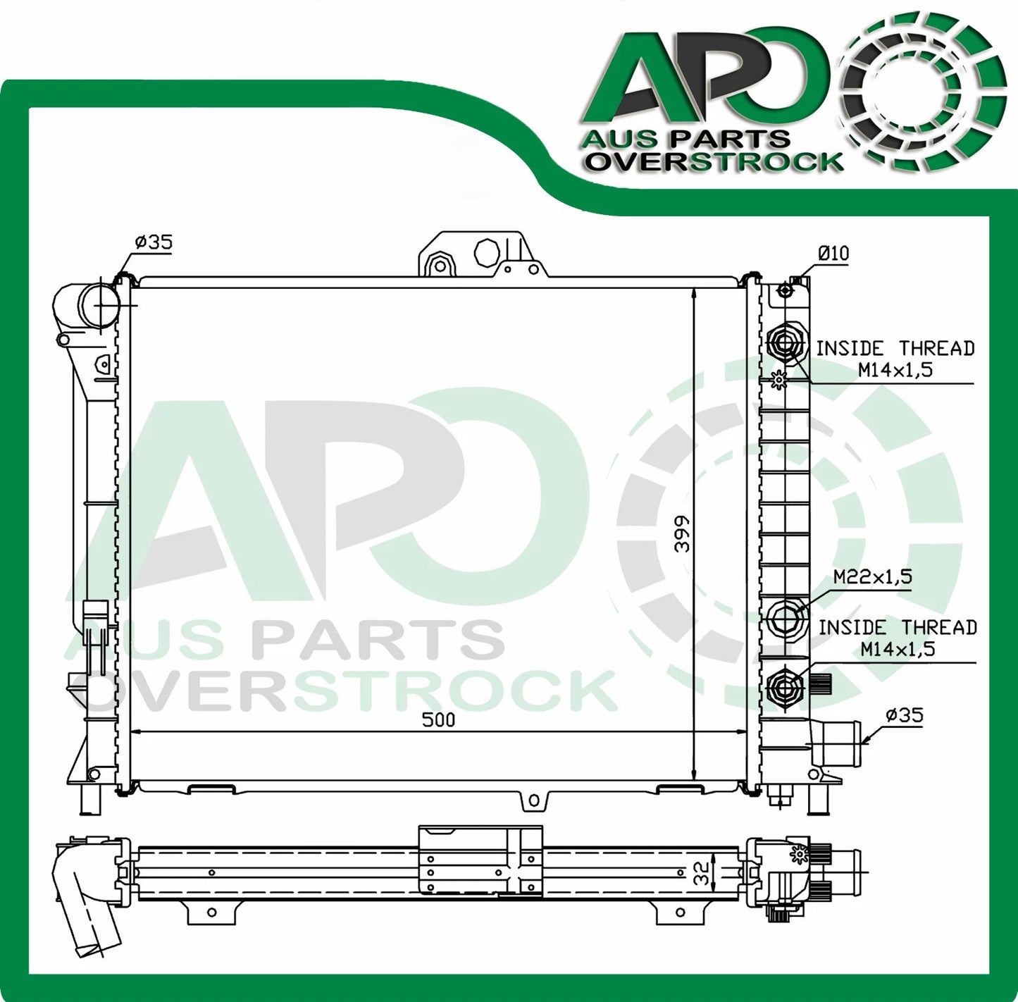 Radiator For SAAB 9000 2.3L/2.3T 4Cyl | 3.0L V6 CD/CDE/CDI/CS/CSE 87-97 H:500MM