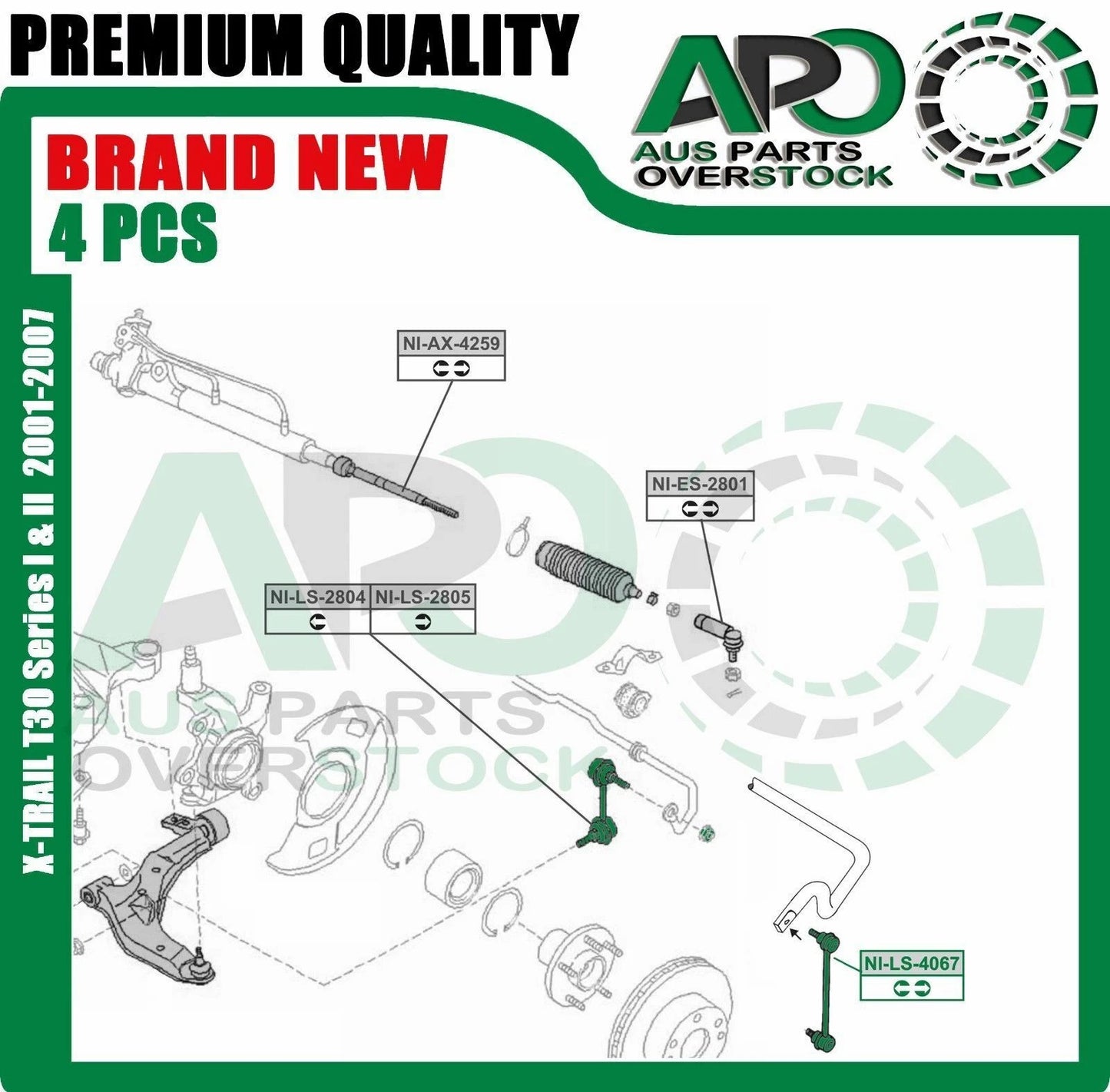 Front & Rear Stabiliser Sway Bar Link Kit For NISSAN X-TRAIL T30 2000-2007