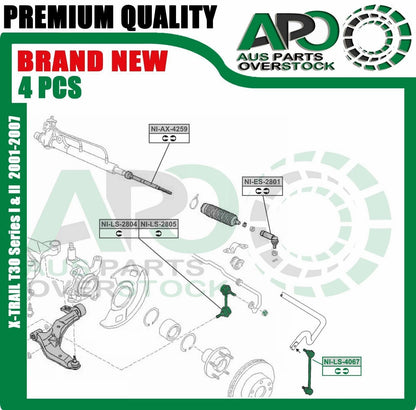 Front & Rear Stabiliser Sway Bar Link Kit For NISSAN X-TRAIL T30 2000-2007